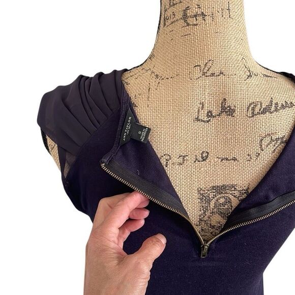 EUC! Unique Ann Taylor Deep Purple Sleeveless Twist Front Blouse - S - Picture 6 of 11